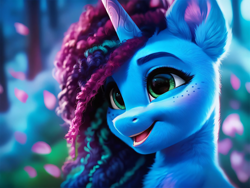 Size: 4096x3072 | Tagged: safe, imported from derpibooru, unicorn, ai content, ai generated, chest fluff, ear fluff, g5, generator:pony diffusion v6 xl, generator:purplesmart.ai, generator:stable diffusion, misty brightdawn, prompter:kluknawa235, smiling