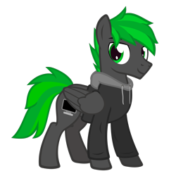 Size: 1501x1501 | Tagged: safe, artist:the smiling pony, imported from derpibooru, oc, oc only, oc:bytewave, pegasus, pony, .svg available, clothes, hoodie, looking at you, simple background, smiling, solo, transparent background, vector