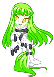 Size: 2212x3152 | Tagged: safe, artist:anno酱w, imported from derpibooru, earth pony, pony, base used, bondage, c.c., code geass, crossed arms, crossed hooves, looking away, open mouth, open smile, ponified, simple background, smiling, solo, straitjacket, transparent background