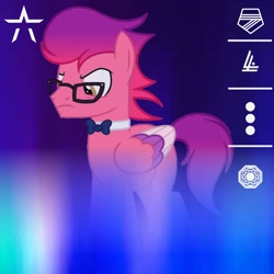 Size: 2560x2560 | Tagged: safe, artist:ramixe dash, imported from derpibooru, g5, g5 to g4, generation leap, glasses, logo, male, ruby jubilee, rule 63, solo, stallion