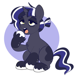 Size: 1236x1222 | Tagged: safe, artist:lulubell, imported from derpibooru, oc, oc only, oc:somni, pony, unicorn, colt, foal, horn, magical lesbian spawn, male, offspring, parent:princess luna, parent:twilight sparkle, parents:twiluna, sleepy, solo, unicorn oc, yawn