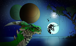 Size: 1555x946 | Tagged: safe, imported from derpibooru, nightmare moon, dragon, moon, night, planet