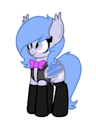 Size: 700x900 | Tagged: safe, artist:jerkface, oc, oc:lucky roll, bat pony, pony, animated, featured image, female, mare, simple background, solo, transparent background