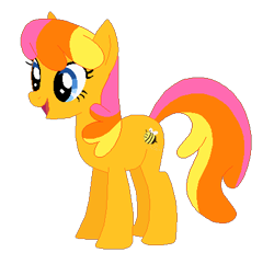 Size: 425x409 | Tagged: safe, artist:selenaede, artist:user15432, imported from derpibooru, bumblesweet, earth pony, pony, base used, female, full body, g4, generation leap, mare, multicolored mane, multicolored tail, open mouth, open smile, recolor, simple background, smiling, solo, transparent background