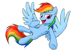 Size: 1600x1200 | Tagged: safe, artist:solixy406, imported from derpibooru, rainbow dash, belly, concave belly, featureless crotch, female, human shoulders, humanoid torso, lidded eyes, mare, open mouth, ribs, solo, spread wings, underhoof, wings