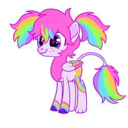 Size: 1000x1000 | Tagged: safe, artist:twinklewish, artist:webkinzworldz, imported from derpibooru, oc, oc only, oc:starbrite, hippogriff, hybrid, 2021, bangs, big eyes, coat markings, colored hooves, colored pinnae, colored wings, colored wingtips, cutie mark on hippogriff, facial markings, folded wings, freckles, heart, heart eyes, heart mark, hippogriff oc, hooves, hybrid oc, leg stripes, leonine tail, multicolored hair, multicolored mane, multicolored wings, old art, paws, pigtails, pink coat, pink mane, purple eyes, purple hooves, rainbow hair, rainbow tail, rainbow wings, rainbow wingtips, show accurate, simple background, smiling, snip (coat marking), solo, standing, stripes, tail, thin tail, three quarter view, tied mane, transparent background, wingding eyes, wings