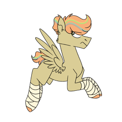 Size: 1080x1080 | Tagged: safe, artist:fuckomcfuck, imported from derpibooru, oc, oc only, oc:apple prism, pegasus, pony, bandage, magical lesbian spawn, offspring, parent:applejack, parent:rainbow dash, parents:appledash, simple background, solo, transparent background