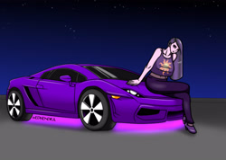 Size: 3484x2480 | Tagged: safe, artist:edhendraw, artist:sandypeacebringer, imported from derpibooru, princess celestia, human, equestria girls, car, lamborghini, night, solo, vehicle