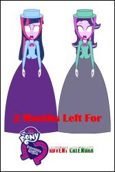 Size: 3402x5080 | Tagged: safe, artist:cartoonmasterv3, imported from derpibooru, starlight glimmer, twilight sparkle, human, equestria girls, advent calendar, christmas, christmas 2024, clothes, dress, gown, holiday, long dress, long skirt, skirt