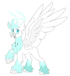 Size: 5370x5827 | Tagged: safe, artist:crazysketch101, imported from derpibooru, oc, oc only, oc:shiver, hippogriff, pony, antlers, beak, commission, simple background, solo, transparent background, wings