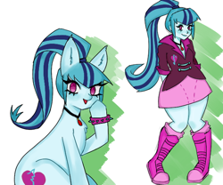 Size: 600x500 | Tagged: safe, artist:seikis, imported from derpibooru, sonata dusk, human, pony, equestria girls, my little pony equestria girls: rainbow rocks, pigeon toed, rainbow rocks 10th anniversary