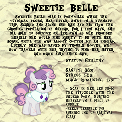 Size: 2048x2048 | Tagged: safe, artist:3ggmilky, imported from derpibooru, sweetie belle, pony, clothes, infection au, scar, scarf, solo