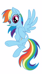 Size: 2160x3840 | Tagged: safe, artist:aprilfools, rainbow dash, pegasus, female, flying, mare, simple background, solo, white background