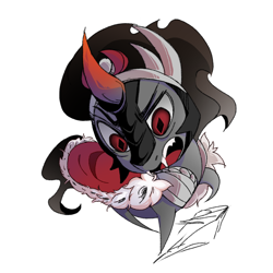 Size: 1260x1260 | Tagged: safe, artist:叶思, imported from derpibooru, king sombra, pony, unicorn, horn, male, red eyes, shocked, shocked expression, simple background, solo, stallion, white background