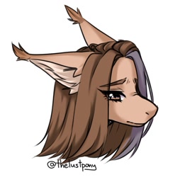 Size: 761x769 | Tagged: safe, artist:illustra, imported from derpibooru, oc, oc only, earth pony, pony, bust, ear fluff, ear tufts, earth pony oc, eye clipping through hair, eyebrows, eyebrows visible through hair, female, female oc, floppy ears, looking at you, mare, mare oc, portrait, profile, simple background, solo, white background