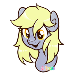 Size: 2100x2100 | Tagged: safe, artist:mavdpie, imported from derpibooru, derpy hooves, pegasus, pony, bust, portrait, simple background, smiling, solo, white background