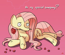 Size: 1400x1200 | Tagged: safe, artist:docwario, imported from derpibooru, fluttershy, pegasus, pony, alternate cutie mark, female, flower, holiday, lying down, mare, prone, rose, rose petals, solo, sultry pose, valentine's day