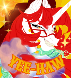 Size: 520x567 | Tagged: safe, imported from derpibooru, oc, oc only, unicorn, cowboy hat, glasses, hat, horn, icon, ponysona, yeehaw