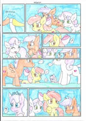 Size: 1606x2255 | Tagged: safe, artist:cmara, imported from derpibooru, apple bloom, diamond tiara, scootaloo, sweetie belle, earth pony, pegasus, unicorn, comic, female, filly, foal, horn