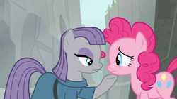 Size: 1920x1080 | Tagged: safe, imported from derpibooru, screencap, maud pie, pinkie pie, earth pony, pony, rock solid friendship, duo, duo female, female, outdoors, siblings, sisters