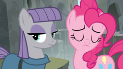 Size: 1920x1080 | Tagged: safe, imported from derpibooru, screencap, maud pie, pinkie pie, pony, rock solid friendship, eyes closed