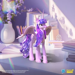 Size: 1080x1080 | Tagged: safe, imported from derpibooru, part of a set, twilight sparkle, alicorn, pony, the last problem, concave belly, english, ethereal mane, ethereal tail, female, figurine, hasbro, hasbro logo, indoors, kwistal plus, logo, long legs, mare, mighty jaxx, official, older, older twilight, older twilight sparkle (alicorn), partially open wings, princess twilight 2.0, quadrupedal, slender, tail, tall, thin, toy, twilight sparkle (alicorn), unshorn fetlocks, wings