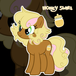 Size: 2048x2048 | Tagged: safe, artist:harriet0105, imported from derpibooru, oc, oc only, oc:honey swirl, earth pony, pony, offspring, outline, parent:cheese sandwich, parent:pinkie pie, parents:cheesepie, solo, white outline, zoom layer