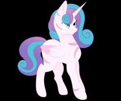 Size: 980x815 | Tagged: safe, artist:harriet0105, imported from derpibooru, princess flurry heart, alicorn, pony, adult flurry heart, black background, female, folded wings, hair over one eye, mare, no shading, older, older flurry heart, scar, simple background, solo, tail, two toned hair, two toned mane, two toned tail, wings