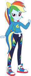 Size: 2048x5015 | Tagged: safe, artist:octosquish7260, imported from derpibooru, rainbow dash, human, equestria girls, clothes, converse, female, leggings, shoes, simple background, solo, standing, sweater, teenager, transparent background, wondercolt ears, wondercolts, wondercolts uniform