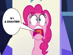 Size: 960x720 | Tagged: safe, edit, edited screencap, imported from derpibooru, screencap, pinkie pie, dialogue, disaster, female