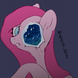 Size: 4096x4096 | Tagged: safe, artist:metaruscarlet, imported from derpibooru, pinkie pie, earth pony, pony, blue background, cracks, gem, geode, pinkamena diane pie, raised hoof, simple background, solo