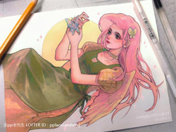 Size: 750x563 | Tagged: safe, artist:pplaoxiansheng, imported from derpibooru, fluttershy, equestria girls, solo