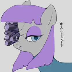 Size: 4096x4096 | Tagged: safe, artist:metaruscarlet, imported from derpibooru, maud pie, earth pony, pony, clothes, cracks, gem, gray background, simple background, solo