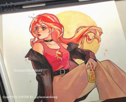 Size: 750x609 | Tagged: safe, artist:pplaoxiansheng, imported from derpibooru, sunset shimmer, equestria girls, solo