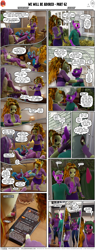 Size: 2000x5269 | Tagged: safe, artist:stellarator, imported from derpibooru, adagio dazzle, aria blaze, sonata dusk, oc, oc:peach cobbler, oc:ruby cabernet, anthro, unguligrade anthro, comic:we will be adored, 3d, blender, blender cycles, collar, comic, gem, not sfm, prosthetics, siren gem, vulgar