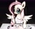 Size: 2528x2048 | Tagged: safe, artist:brainr0tter, edit, imported from derpibooru, fluttershy, pegasus, pony, cake, death note, female, food, l lawliet, mare, solo, tea