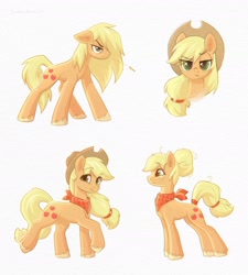 Size: 1500x1670 | Tagged: safe, artist:scheadar, imported from derpibooru, applejack, earth pony, clothes, cowboy hat, female, hat, mare, scarf, solo