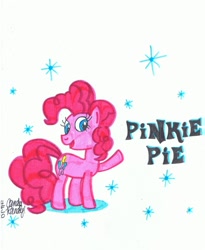 Size: 1656x2016 | Tagged: safe, artist:toonrandy, imported from derpibooru, pinkie pie, earth pony, pony, female, simple background, solo, traditional art, white background