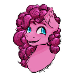 Size: 1080x1080 | Tagged: safe, artist:theghostigooart, imported from derpibooru, pinkie pie, earth pony, bust, female, simple background, solo, white background