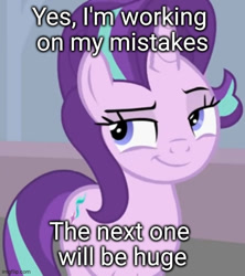 Size: 500x563 | Tagged: safe, artist:agrol, edit, editor:modus ponens, imported from derpibooru, starlight glimmer, caption, choose your wings, cropped, dreamworks face, image macro, looking away, meme, ponified meme, smug, smugface, smuglight glimmer, solo, strollight glimmer, text