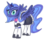 Size: 812x691 | Tagged: safe, artist:norre, princess luna, alicorn, clothes, maid, simple background, solo