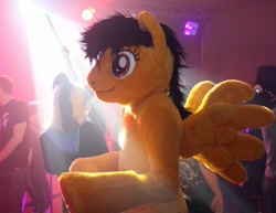 Size: 1200x925 | Tagged: safe, artist:atalonthedeer, imported from derpibooru, human, pegasus, 2016, crowd, eurofurence, fursuit, indoors, irl, irl human, photo, ponysuit, side view, solo focus, spread wings, wings