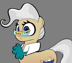 Size: 1200x1059 | Tagged: safe, artist:ponconcarnal, imported from derpibooru, mayor mare, earth pony, pony, cravat, female, glasses, gray background, mare, simple background, smiling, solo