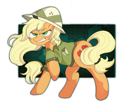 Size: 1875x1490 | Tagged: safe, artist:ssuminv, imported from derpibooru, applejack, earth pony, pony, female, freckles, hat, mare, passepartout, pith helmet, simple background, solo, white background