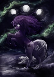 Size: 904x1280 | Tagged: safe, artist:jackiesenvy, imported from derpibooru, oc, oc only, earth pony, pony, female, full moon, mare, moon, rearing, white eyes