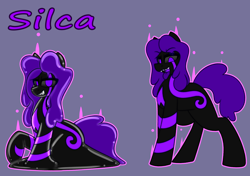 Size: 4872x3424 | Tagged: safe, artist:askhypnoswirl, imported from derpibooru, oc, oc only, oc:silca, goo, goo pony, original species, commission, female, looking at you, open mouth, reference sheet, shiny, smiling, smiling at you, solo