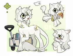 Size: 3300x2550 | Tagged: safe, artist:tabithaqu, imported from derpibooru, oc, pony, unicorn, female, food, glasses, horn, mare, pizza, solo