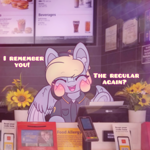 Size: 2664x2664 | Tagged: safe, artist:sodapop sprays, imported from derpibooru, part of a set, derpy hooves, pegasus, pony, series:derpy can't catch a break, mcdonald's, part of a series, text