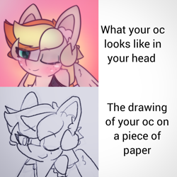 Size: 2664x2664 | Tagged: safe, artist:sodapop sprays, imported from derpibooru, oc, oc only, oc:sodapop sprays, pegasus, pony, looking at you, meme, one eye closed, traditional art, wink, winking at you