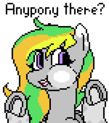 Size: 450x510 | Tagged: safe, artist:nukepony360, imported from derpibooru, oc, oc only, oc:odd inks, pegasus, pony, against glass, artfight, breaking the fourth wall, bust, coat markings, digital art, female, folded wings, glass, looking at you, mare, pixel art, portrait, simple background, socks (coat markings), solo, splotches, text, transparent background, wings